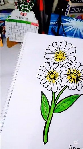 Easy Flower Drawing 🌼 | Simple Daisy Flower Drawing Tutorial ✨ #shorts