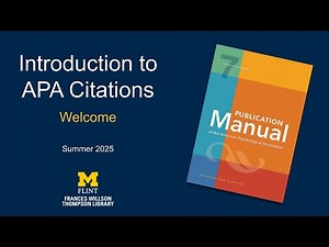 Introduction to APA Citations: Welcome