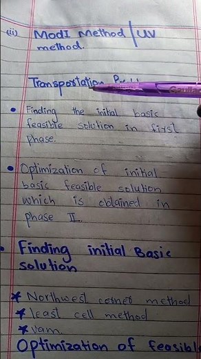 modi method, transportation problem