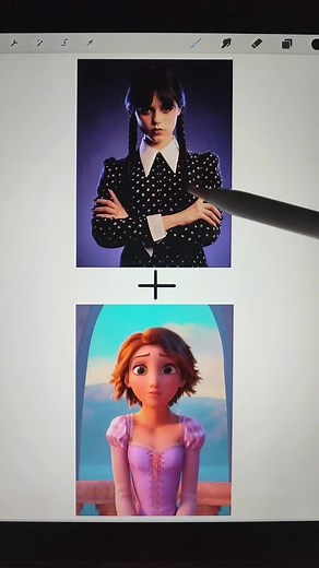 Wednesday Mix Disney 🖤📸 #wednesdayaddams #wednesday #wednesdaynetflix #rapunzel #raiponce #disney #disneyworld #digitalart #glowup #transformation #fypシ #foryou