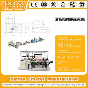 [Hot Item] Automatic Finish The Work of Carton Opening/Shaping/Folding and Sticking Adhesive Tapes High Speed Carton Erector for Agricultural/Mining/Metallurgical