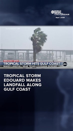 Tropical Storm Edouard has made landfall along the Gulf Coast, with heavy rain and wind gusts up to 60 mph. Severe thunderstorms across much of the Northeast - the system halting air travel – including in New York City where the U.S. Open faced several delays. Melissa Adan reports.