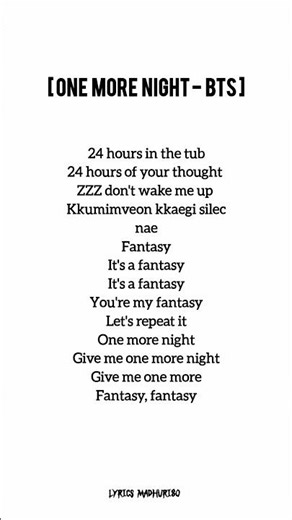 bts - one more night (lyrics)