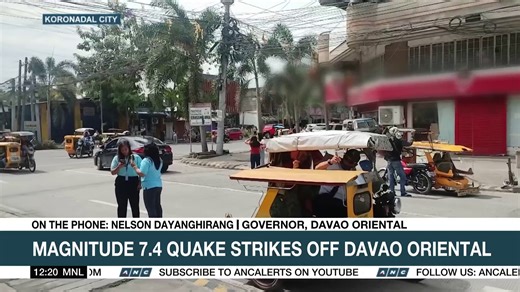 356K views · 6.7K reactions | Two dead in Davao Oriental due to the magnitude 7.4 quake on Friday, says Gov. Nelson Dayanghirang. He says power is down in the province, and patients in seven hospitals have been evacuated as authorities inspect the integrity of the structures. #DatelinePhilippines | ABS-CBN News | Facebook
