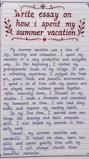 Write essay on how I spent my summer vacation || Summer holidays essay in english #summervacation