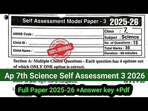 💯AP 7th Science Self Assessment 3 Model Paper 2026 with Answers|FA-3 Exam 7th Science Question Paper