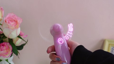 16 Pcs Mini Fans Bulk Smile Face LED Glow Light up Message Handheld Battery Powerful Fan Party Favor(Orange, Green, Blue, Pink, White, Black)