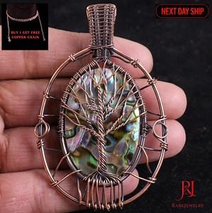 Abalone Shell Copper Wire Wrapped Pendant Handmade Natural Gemstone Jewelry - Etsy Australia