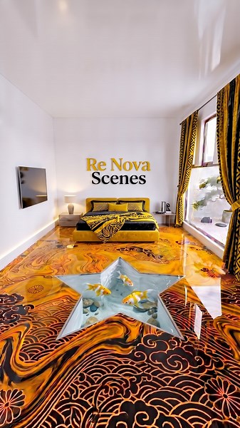 Galaxy Epoxy Floor with Hidden Star Aquarium Transformation! #interiordesign #aquarium #shorts