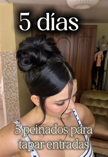 Día 1 de 5 Cómo tapar entradas fácil ✨ Peinado rápido y práctico para disimular entradas en segundos. How to cover thinning edges ✨ Quick and easy hairstyle to hide receding hairline. #hairtutorial #trabajosdebellezajennifer #hairstyle #moños #hairstyle
