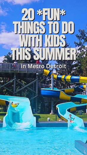 20 FUN Things to do with KIDS this Summer in Metro Detroit! ✅ SAVE THIS: When the kids are home from school and you need things to do – here are our top picks for summer fun all throughout Metro Detroit! 1. Water Slides @ Rolling Hills Water Park 2. Ice Cream @ Bombshell Treat Bar 3. Go Kart @ CJ Barrymore’s 4. Strawberry Picking @ Blake Farms 5. Dragon Forest @ Detroit Zoo 6. Water Park @ Blue Heron Bay Spray Park 7. Zipline @ Howell Nature Center 8. Mini-Train Rides @ Great Lakes Live Steamers