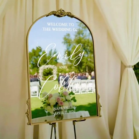 Wedding Welcome Mirror Sign Personalized, Wedding Selfie Mirror Welcome Sign, Wedding Welcome Sign Mirror Arched - Etsy
