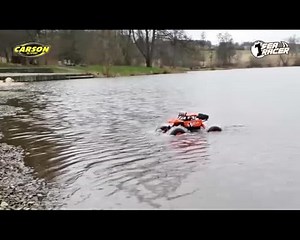 Carson – Sea Racer 1:12 – RC-Auto als Amphibienfahrzeug, 100% RTR, für Land und Wasser, robust und wasserfest, mit 2.4G Fernsteuerung, LxBxH: 350mm/ 250mm/ 168mm, Orange