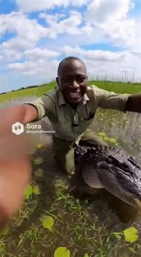 Unbelievable Ride! 🐊 Man Casually Riding a Giant Alligator! 🤯