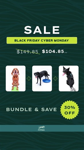 The wait is over! 🤩 Get 30% OFF our BFCM Bundle! #MoveMore #SpendLess We included our favorites! 🎯 TRAX Targets = precision training 🦮 Made to Move Harness = unrestricted movement 🥏 18' Balance Disc = improves stability The perfect trio for FOCUS, BALANCE, and STABILITY! Shop the sale before it's gone! https://bit.ly/48yzjfi #FitPaws #TeamFitPaws #MadeToMove #BFCM #Sale | FitPaws