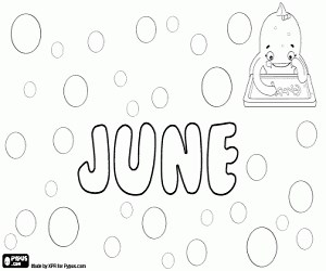 June, feminine name coloring page printable game
