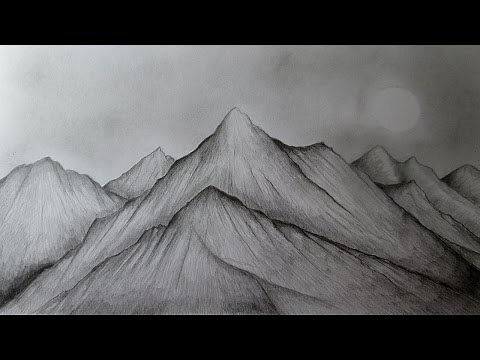 Cómo dibujar montañas realistas a lápiz paso a paso, aprender a dibujar paisajes