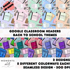 Back to School Google Classroom Header Bundle 2 Designs, 5 Colorways Each – Digital Download - Etsy