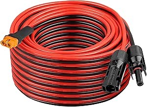 XRDS -RF Solar Panel Adapter Cable to XT60i 50FT - 10AWG XT60i Female Solar Cable Tinned Copper Wire with PVC Jacket, XT60i Solar Extension Cable for Power Station and Portable Generator