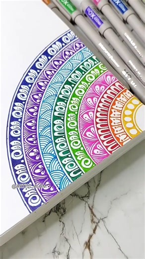 Draw an easy colorful mandala art with me🌈✨(⁠◠⁠‿⁠・⁠)⁠—⁠☆#mandala #mandalaart #shorts #trending #art