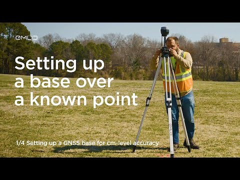 Setting up a GNSS base. Placing a base over a known point