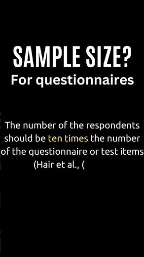 Sample size for questionnaires #statistics
