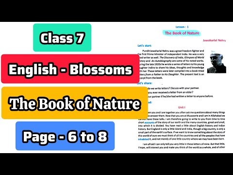 Class 7 English Blossoms - The Book of Nature Bengali meaning Lesson 1 Activity 1 2 3 4 Page 6 7 8