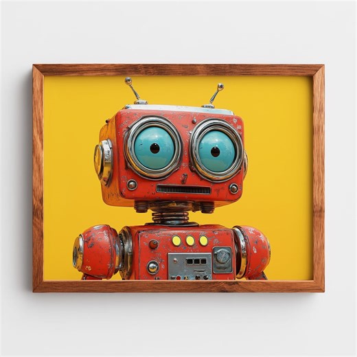 Retro Robot Art Print – Mid-century Modern Sci-fi Decor (digital Download) - Etsy