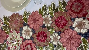 Table Runner, Handmade Beaded Spring Runner, Floral, 13x36inch, Multicolour - Etsy