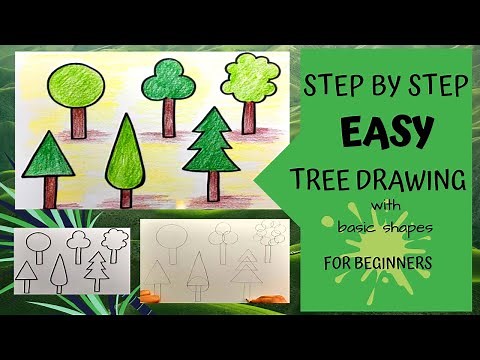 Step by Step Tree drawing for beginners | 2D shapes | drawing for kids