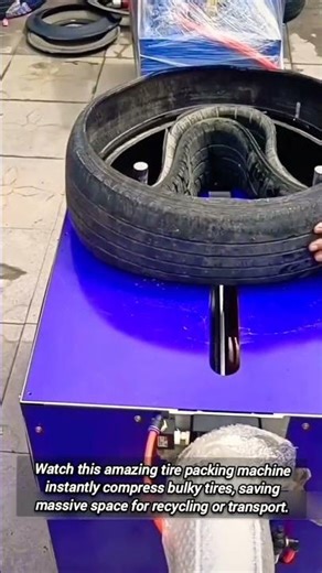 Efficient Tire Compactor for Recycling and Transport.