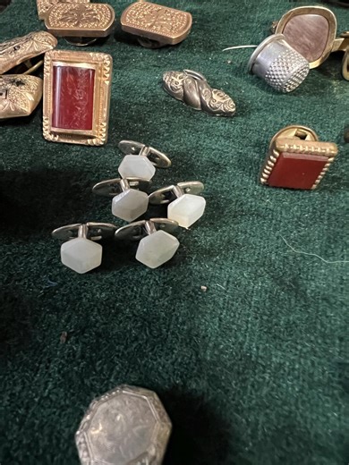 Antique Mother of Pearl Hexagonal Cufflinks - Set of 5 Total, Very Small, Pretty, Cufflink Collector - Etsy