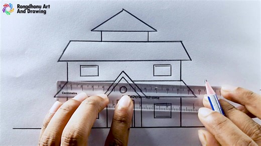 20K views · 146 reactions | Simple House Drawing | Easy Step by Step Tutorial | Rongdhonu Art and Drawing | Facebook