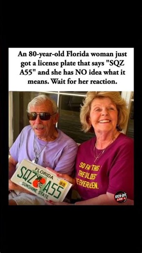 🚨😂 Florida grandma’s plate reads “SQZ A55.”