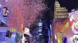 Confetti envelops Times Square during New Year’s Eve ball drop
