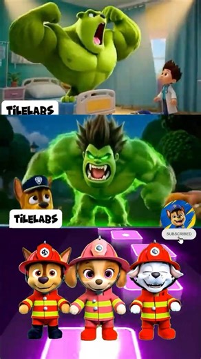 Paw Patrol Scary Chase 🆚 Ryder 🆚 Marshall Fun X Dance Cover | Tiles Hop _ ep 47 #pawpatrol #shorts