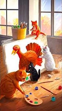 Which cat has the best painting of a turkey