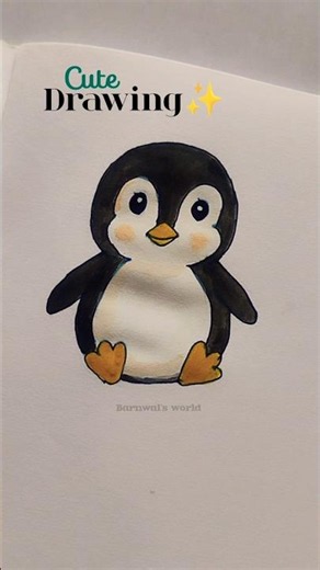 Cute Penguin Watercolor Drawing 🐧 | Easy Drawing Tutorial for Beginners