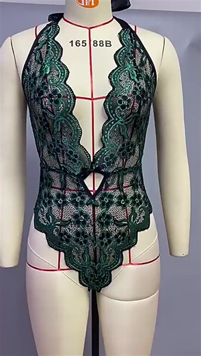 Sfy2105 Xl-xxl-xxxl One Piece Backless Deep v Lace Hollow Out Bodysuit Sexy Erotic Transparent Lingerie Womens Sexy Underwear