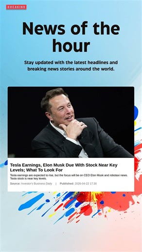 Breaking News: Tesla Earnings, Elon Musk Due With Stock Near Key Levels; What To Look For #Elon