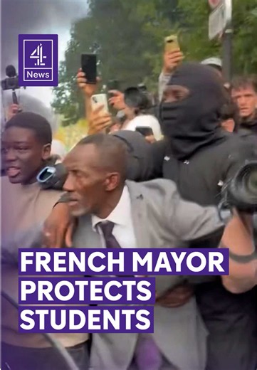 Bally Bagayoko, the Saint-Denis mayor was tear-gassed whilst protecting students from riot police in Paris. More than 260,000 people have taken part in demonstrations across France demanding more education funding in high schools. #France #SaintDenis #Mayor #BallyBagayoko #C4news