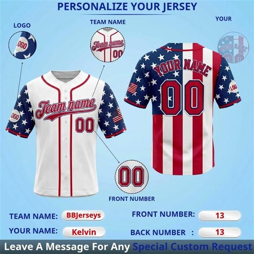 Customize Your Custom America 250 Years Baseball Jersey