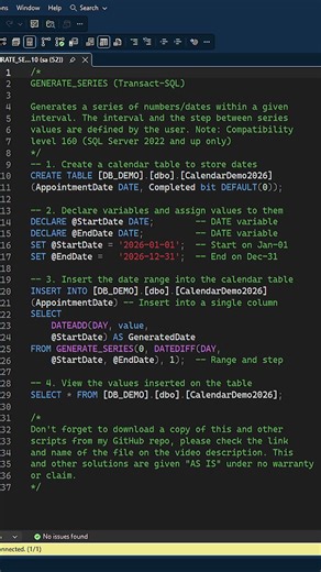 GENERATE_SERIES - SQL Date Range Generation (Relational Operator)