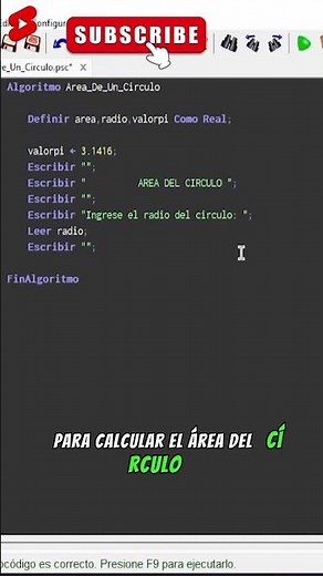 Calculando el Área de un círculo en PSeInt: Tutorial Rápido 🏃🏻🧑🏻‍💻 #programacion #pseint #tecnologia