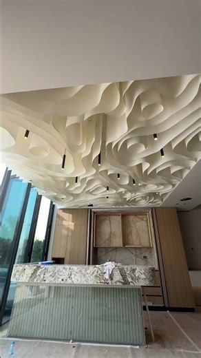 Wavy Fabric Ceiling Installed – Modern Wave Design in Interior
