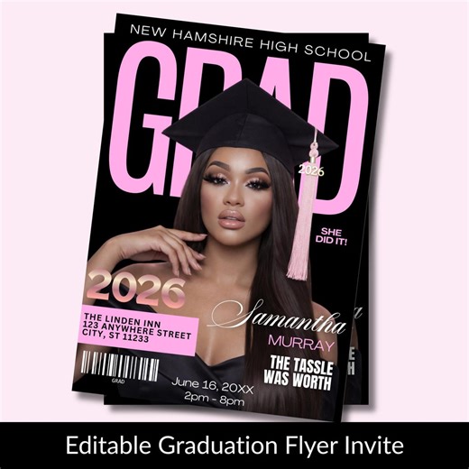 Graduation Invitation, Printable Grad Announcement, Digital Invite Template for Class 2026 Graduation Party - Etsy