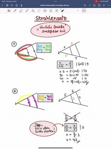 Strahlen Sätze, 1. und 2. Strahlensatz, mit Beispielen, einfach erklärt #Mathe #MatheAbi #Abitur