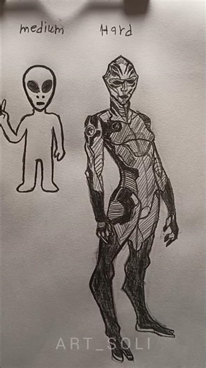 How to draw Alien from Easy to Hard 😱 drawing #tutorial #howtodraw #stickman #fypシ#india #shorts