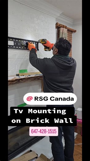 Tv wall mount installation on.brick wall #mounttv #tvwallmountinstallation #brickwall #tvinstallation | RSG Canada