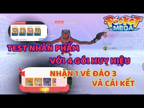 Pocket mega - Test nhân phẩm với 4 gói huy hiệu 1 vé đảo 3 đi bắt Yveltal và cái kết